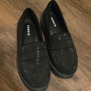 Torrid Black Rhinestone Loafers